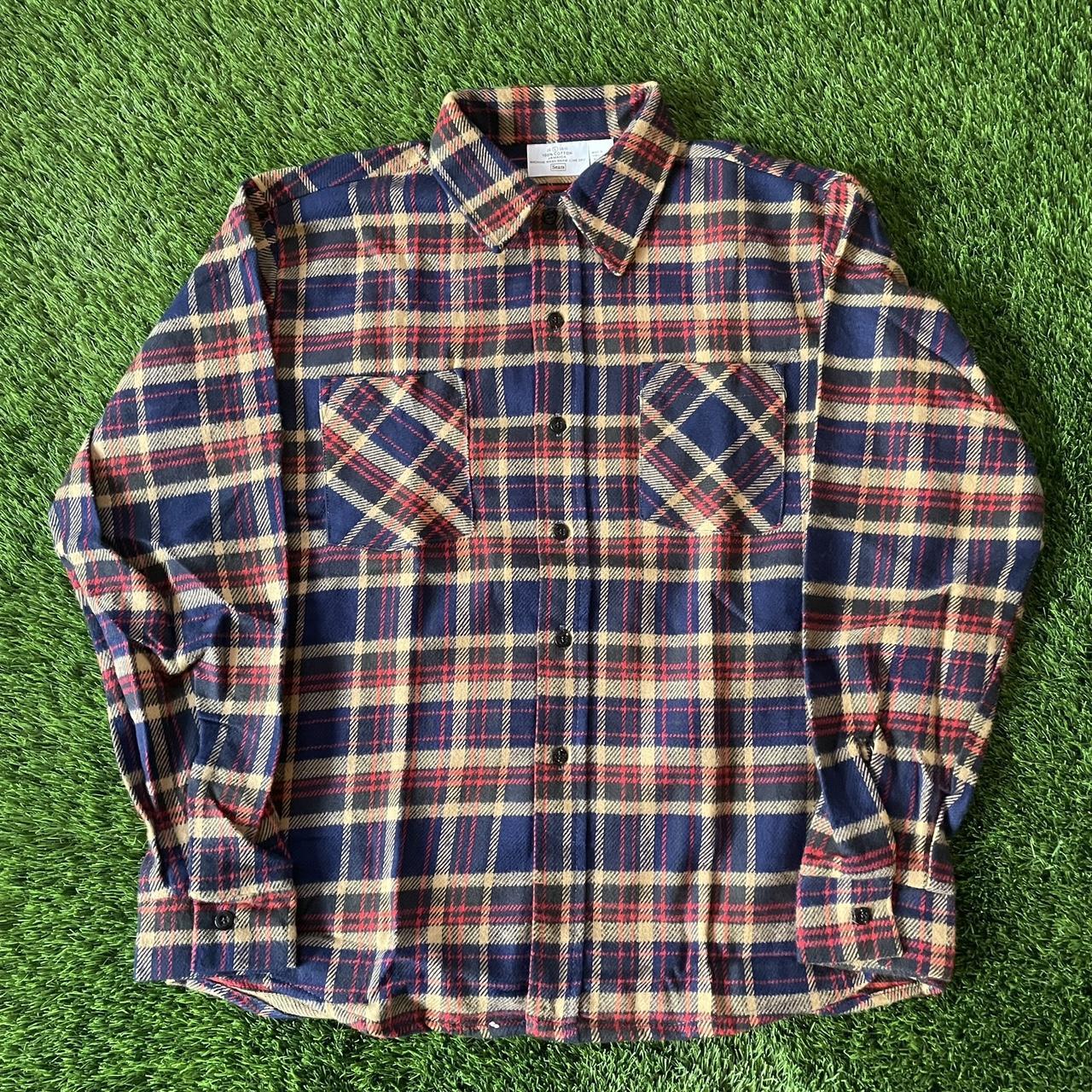 Vintage Sears button up flannel. Mens Large in... - Depop