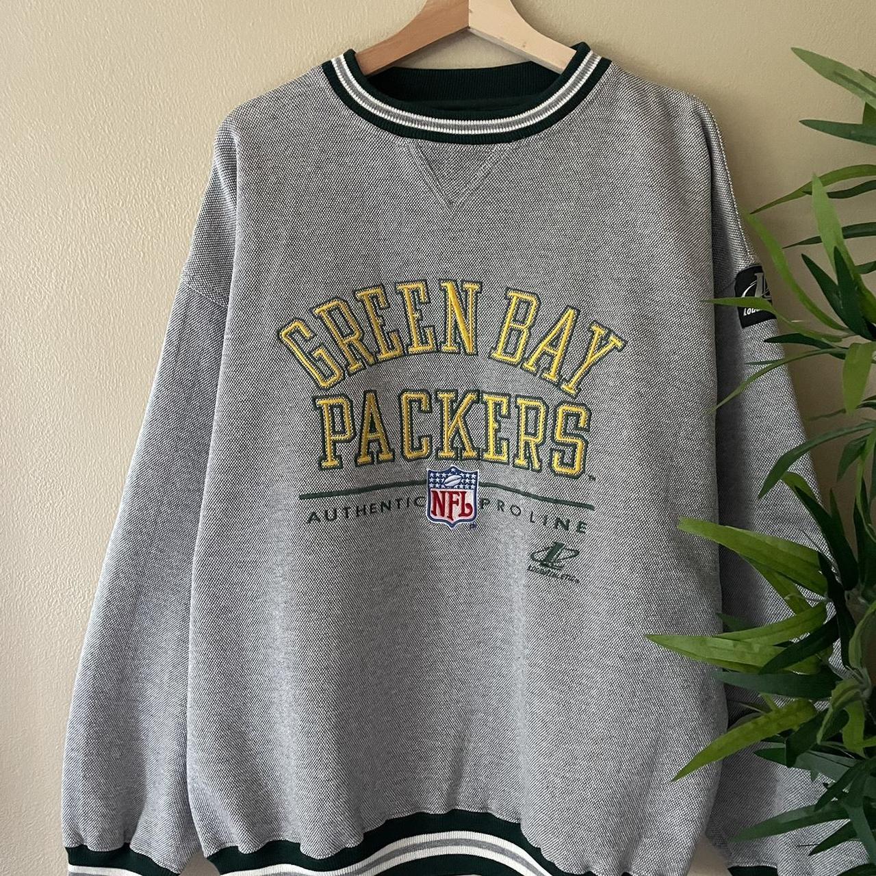 Vintage Green Bay Packers Mens Logo Athletic Grey Long Sleeve