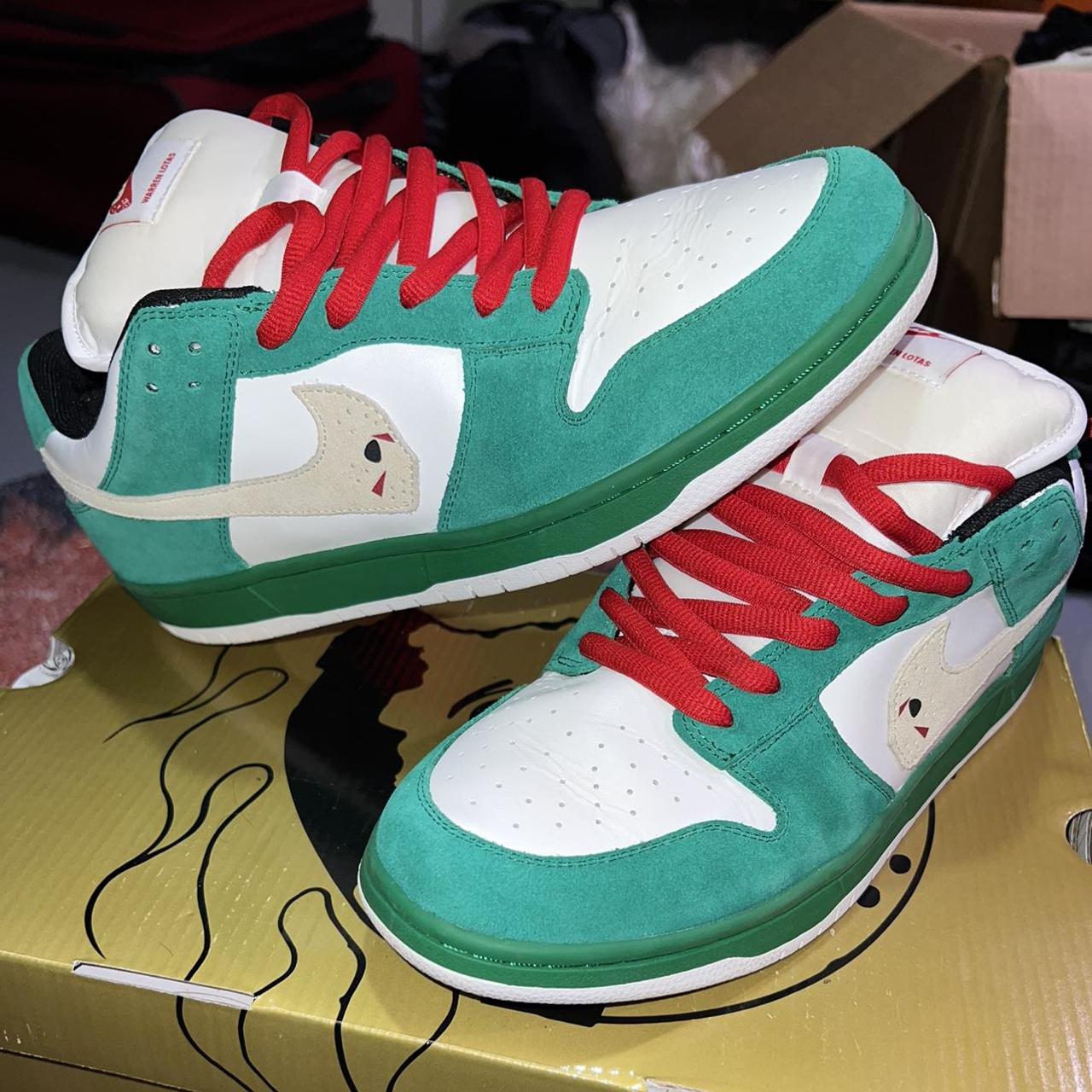 Warren Lotas Custom Jason Nike Dunk SB’s In Green.... - Depop