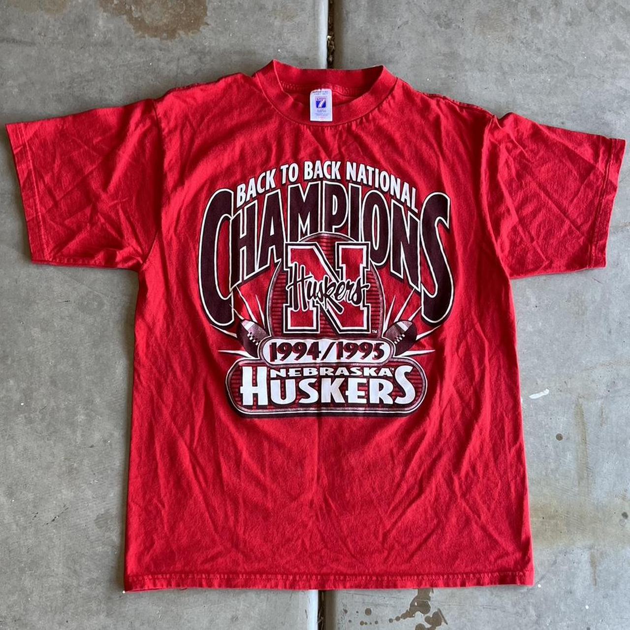 Vintage 1995 Nebraska Huskers Back to Back Champions... - Depop