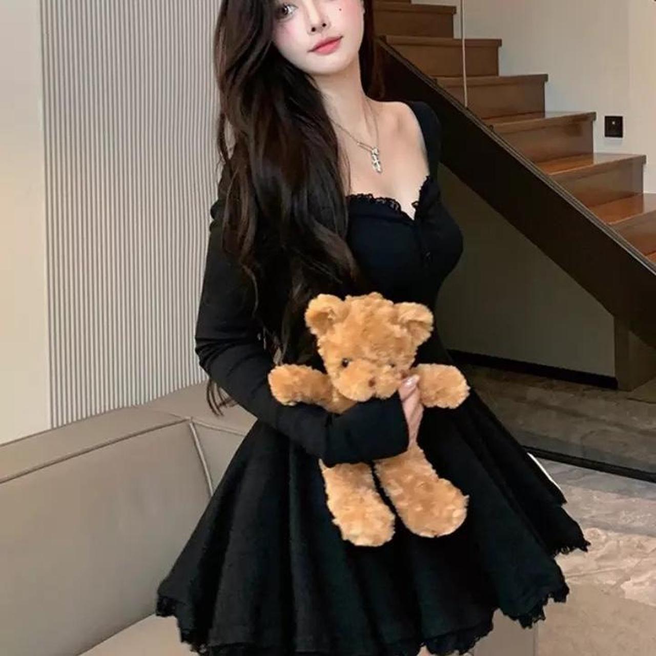 Black mini dress Fits sizes S-M Never worn, too... - Depop