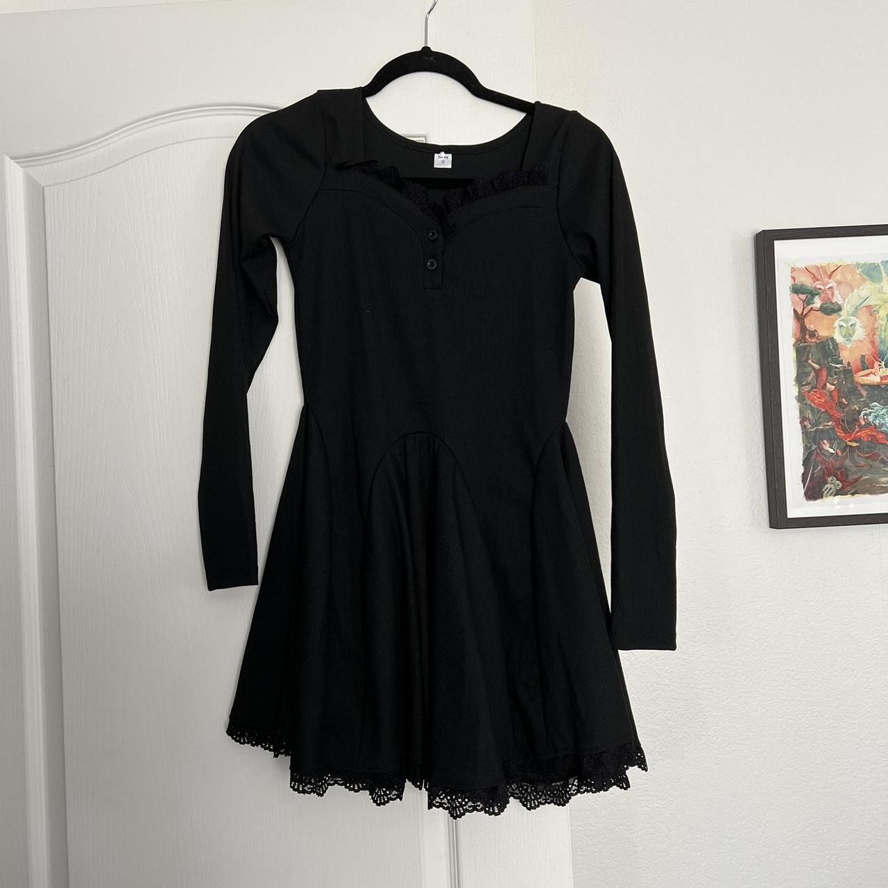 Black mini dress Fits sizes S-M Never worn, too... - Depop