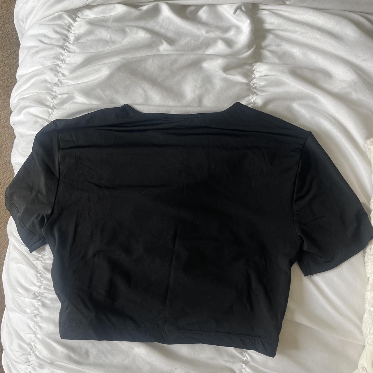 ZARA Black cropped basic stretch short sleeve (good... Depop