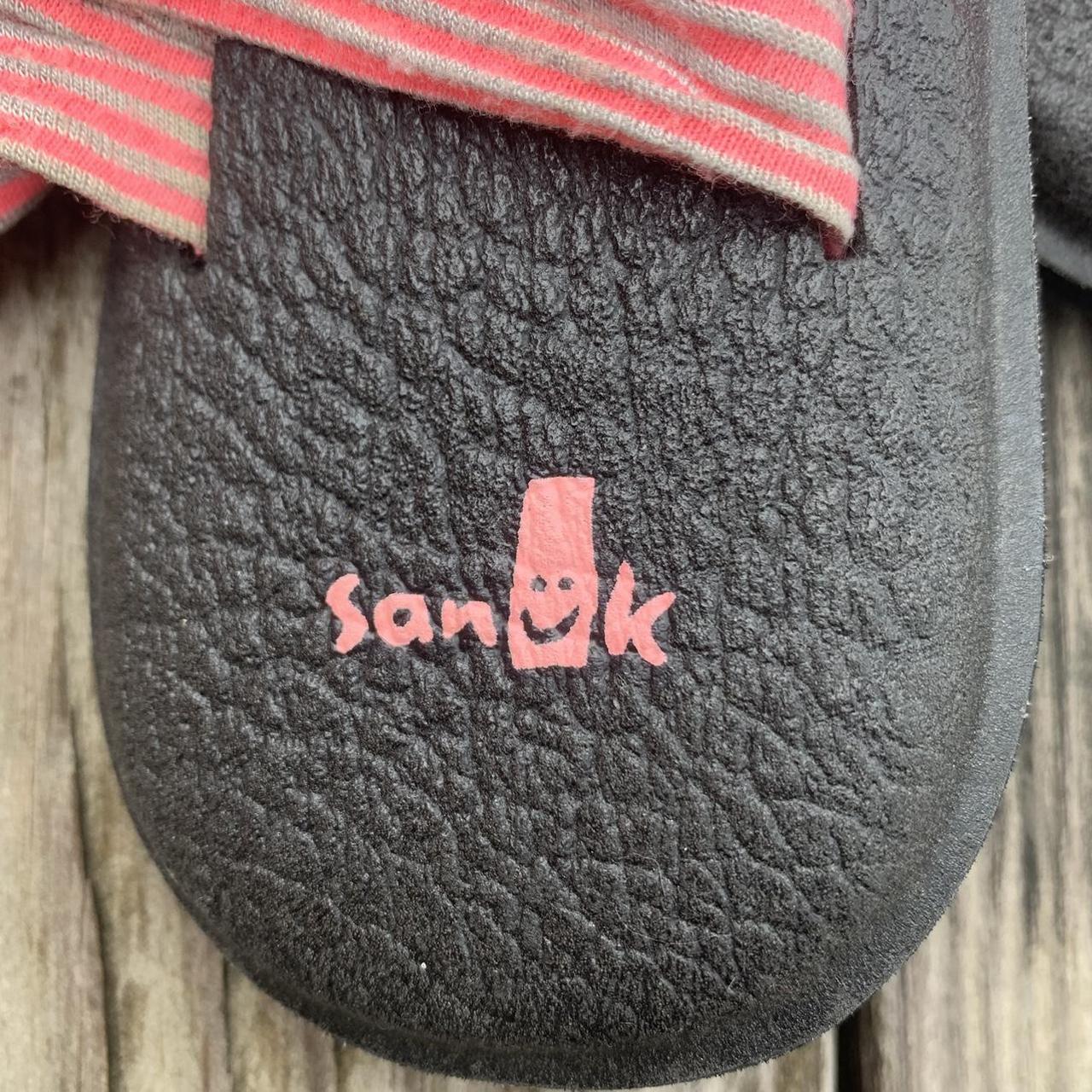 Sanuk pink and gray striped yoga sling sandals, size