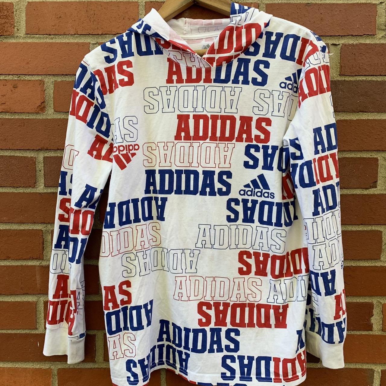 Kids Adidas all over logo red, white and blue