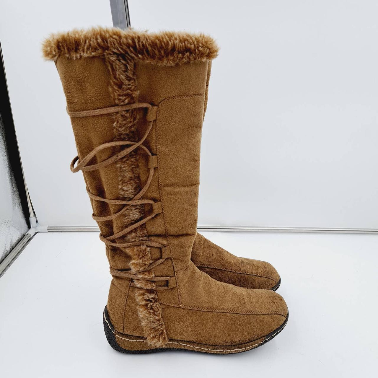 Polaredge Tan Tall Faux Fur Zipper Winter Snow Boots... - Depop