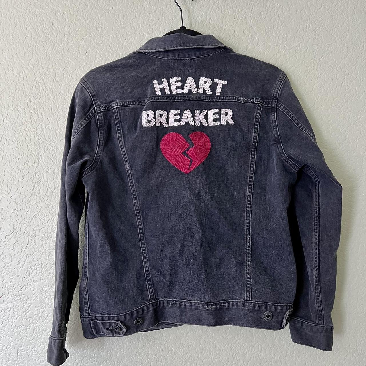 Lucky Brand Black “Heart Breaker” Denim Jacket - Depop