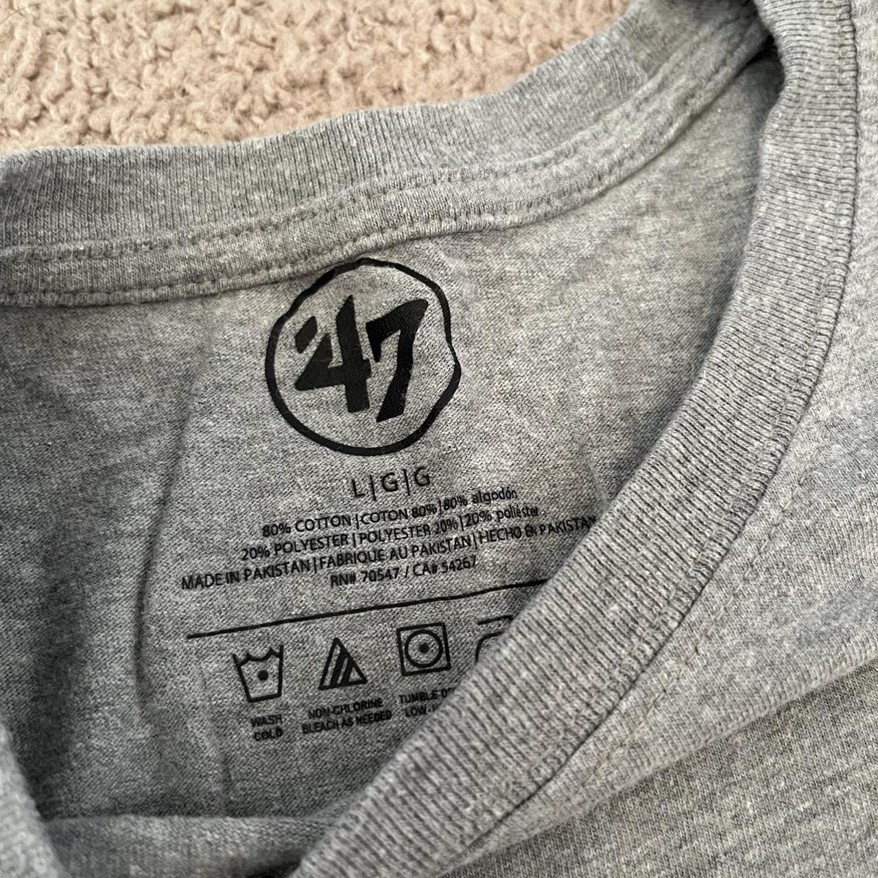 47 Men's Grey and White T-shirt | Depop