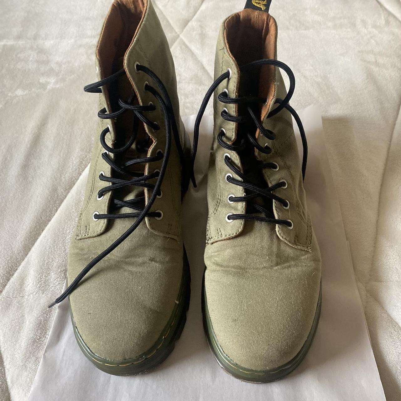 Dr Marten Army Green Airwair Boots - fits men's... - Depop