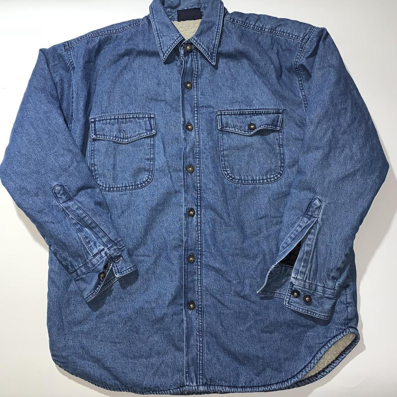 Men’s Denim Sherpa Button Up jacket size medium. In... - Depop