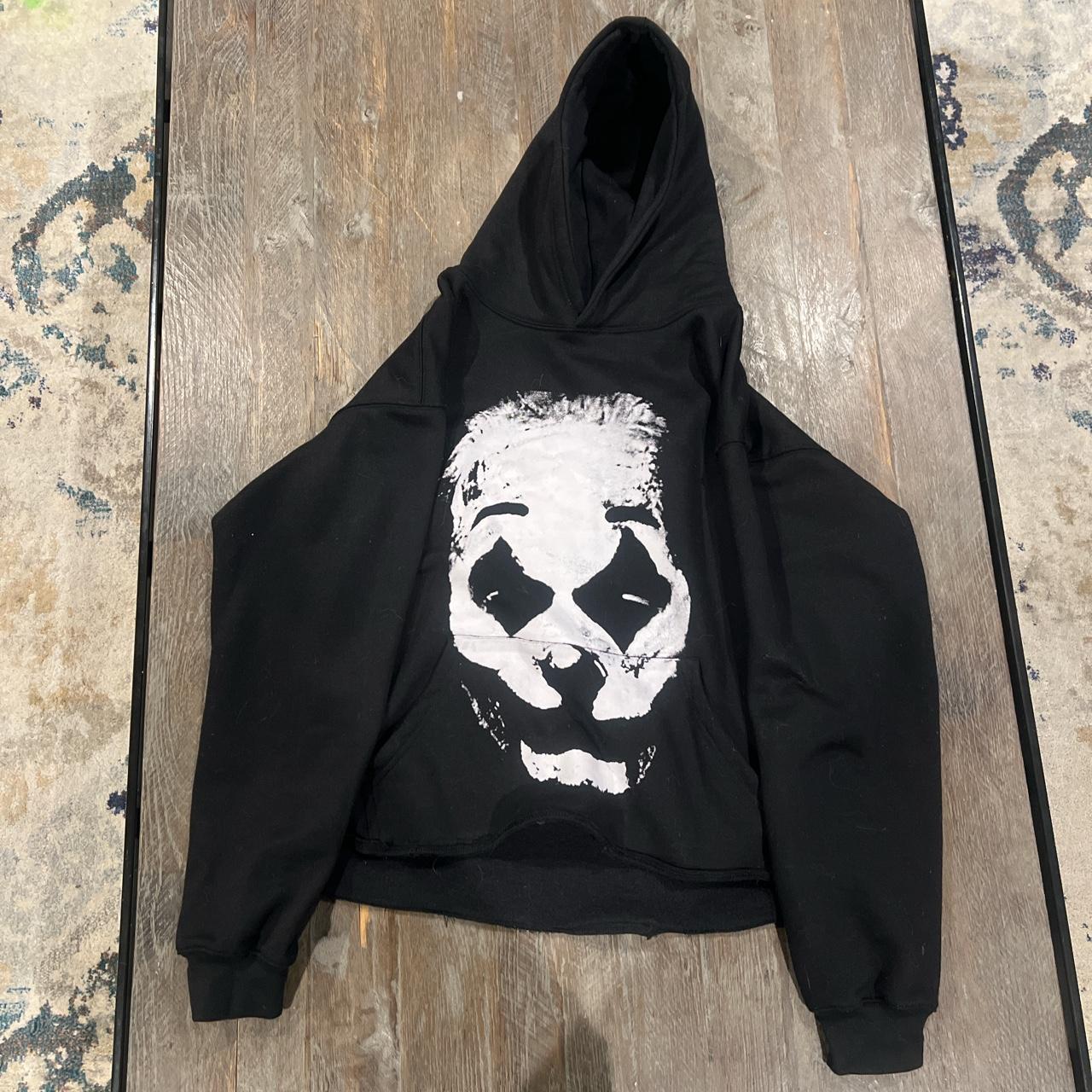 Men's Black and White Hoodie Depop