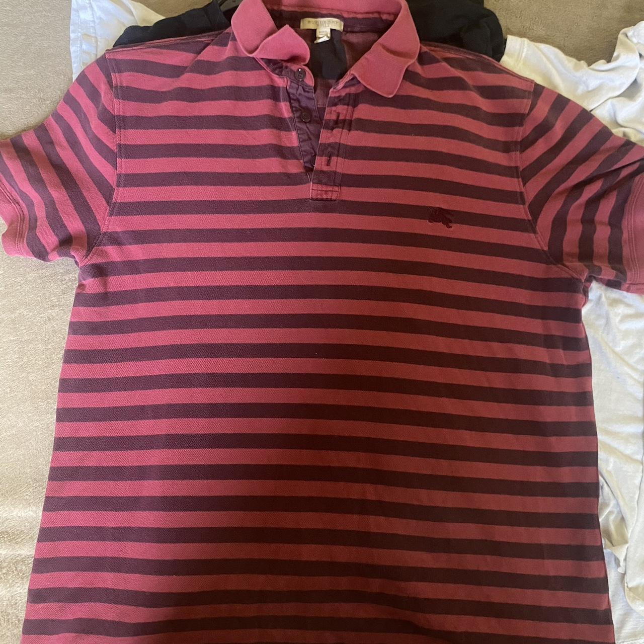 Burgundy and red Burberry polo shirt Depop