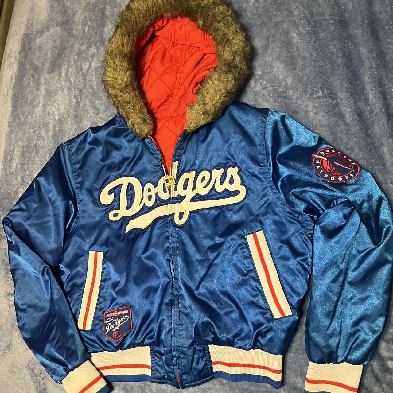 Vintage Brooklyn Dodgers Reversible Jacket S Blue - Depop
