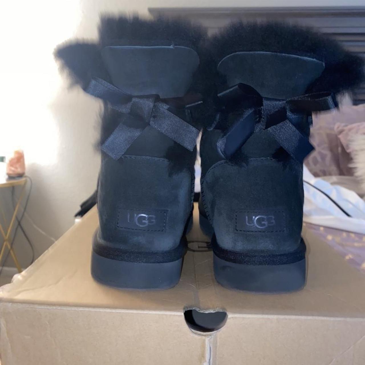 Ugg Mini Bailey Bow II, Like New, Black Size 9, $100. - Depop