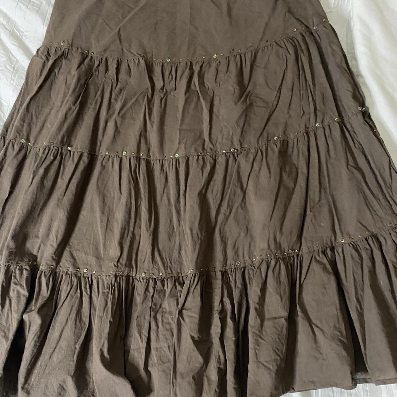 Zinger 90s brown tiered midi skirt. Labeled a size... - Depop