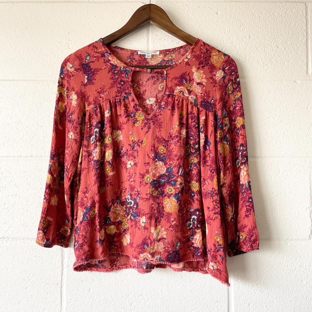 - American Eagle Outfitters Floral Boho Keyhole... - Depop