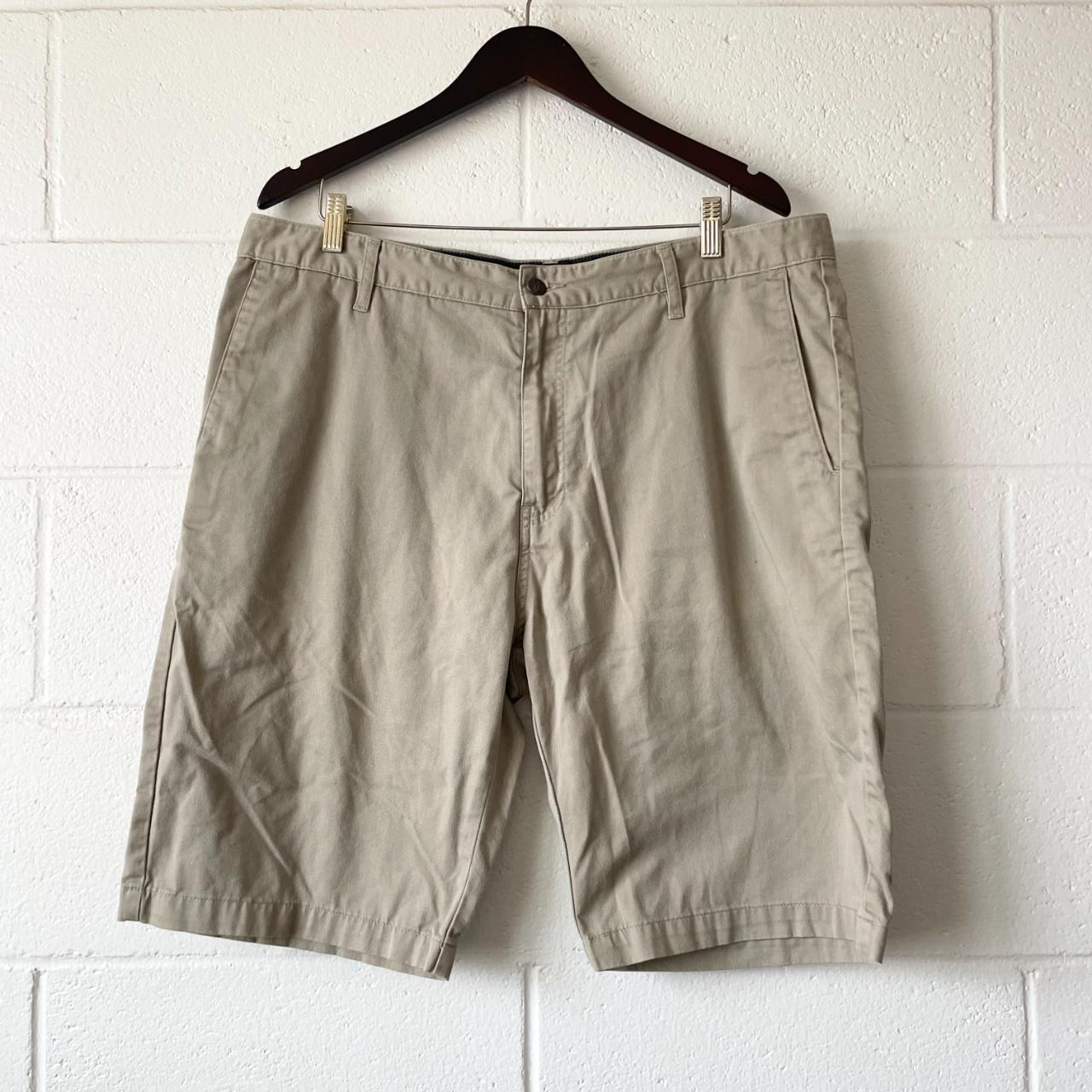 - Volcom Khaki Beige Flat Front Casual Chino Bermuda... - Depop