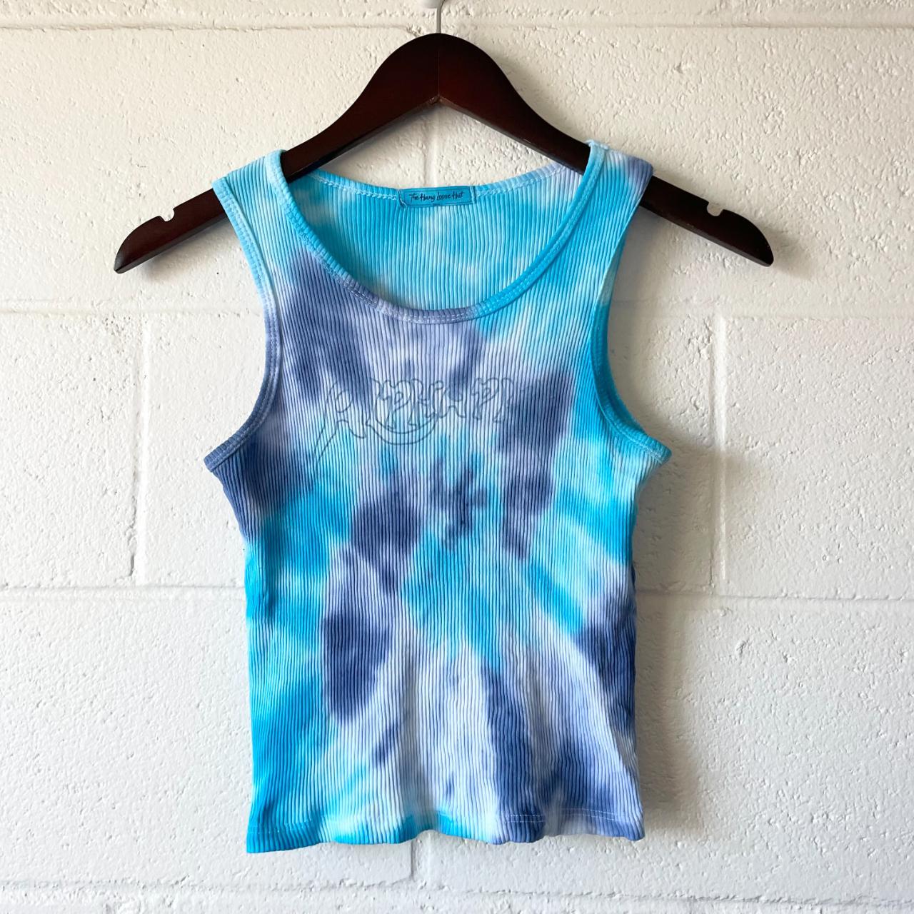 - The Hang Loose Hut Blue Tie Dye Ribbed Sleeveless... - Depop