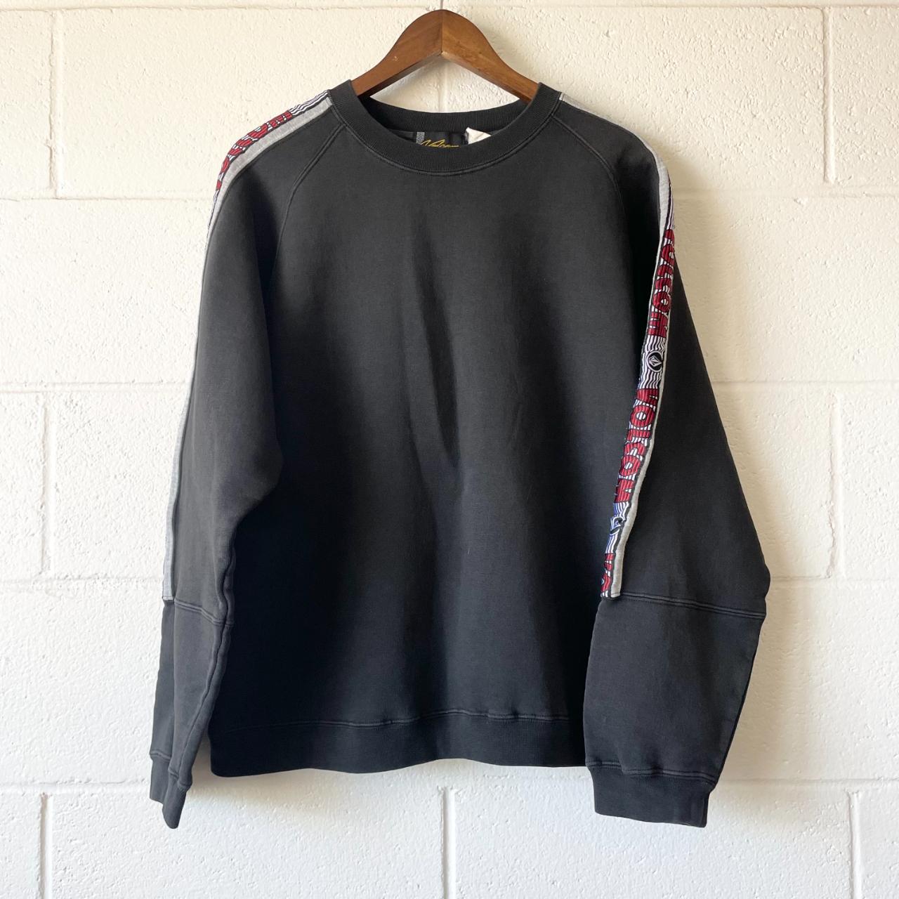 - Volcom Black Red Striped Logo Long Sleeve Pullover... - Depop