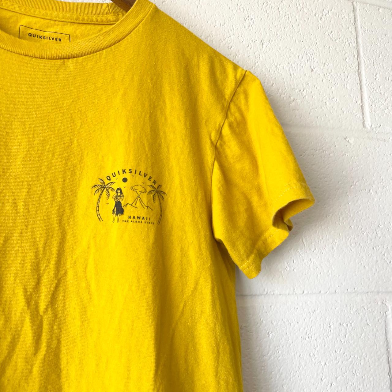 - Quicksilver Yellow Hawaii Graphic Short Sleeve... - Depop