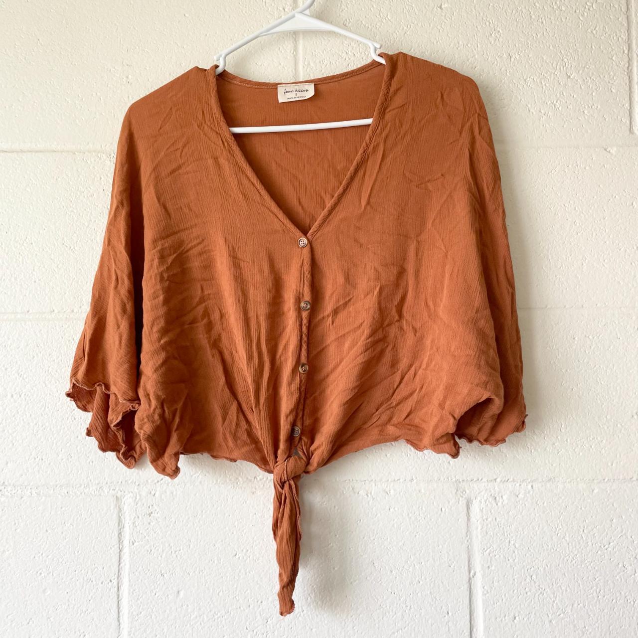 - Free Kisses Rust Front Tie Boho Cottagecore... - Depop