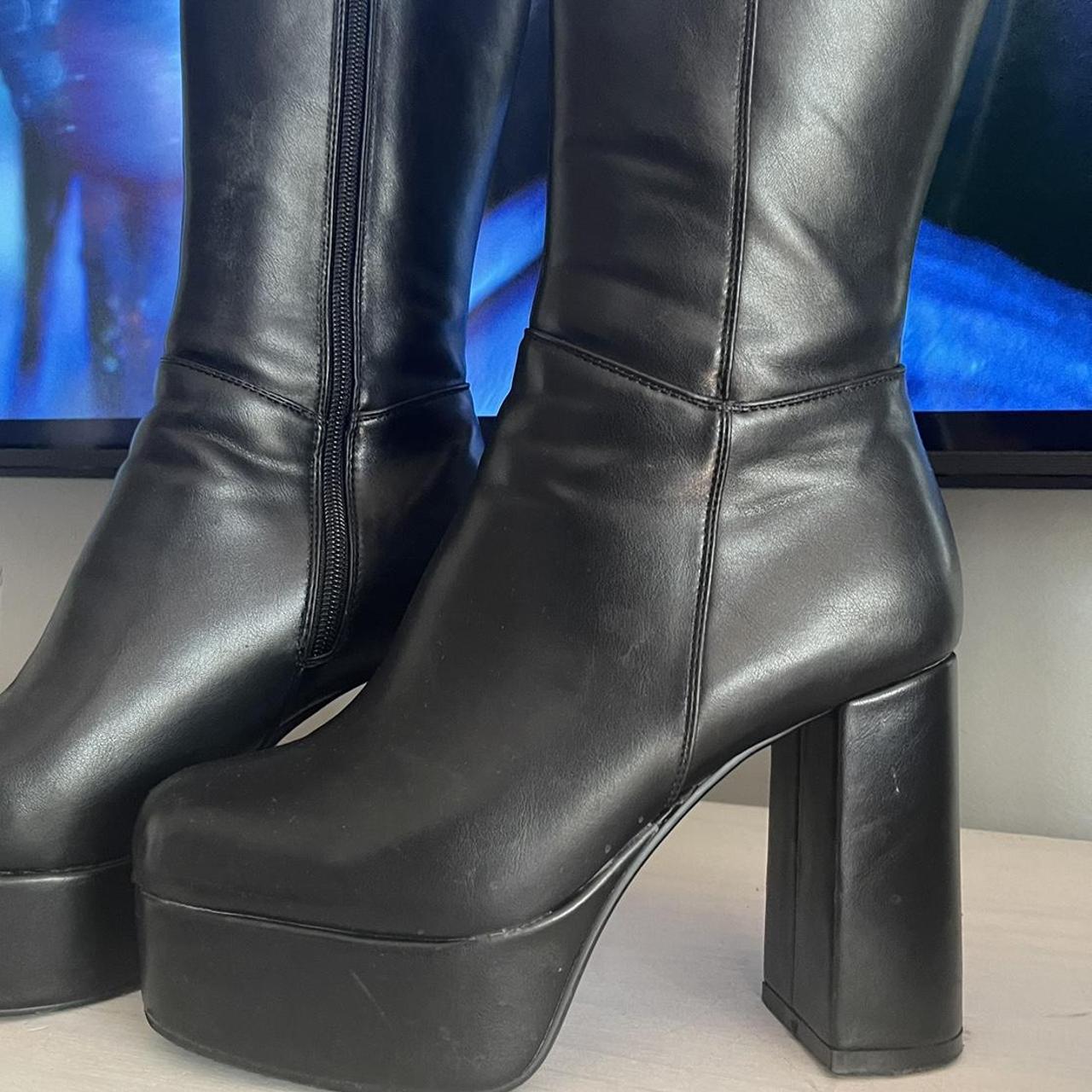 lamoda unforgiven high military calf boots in black