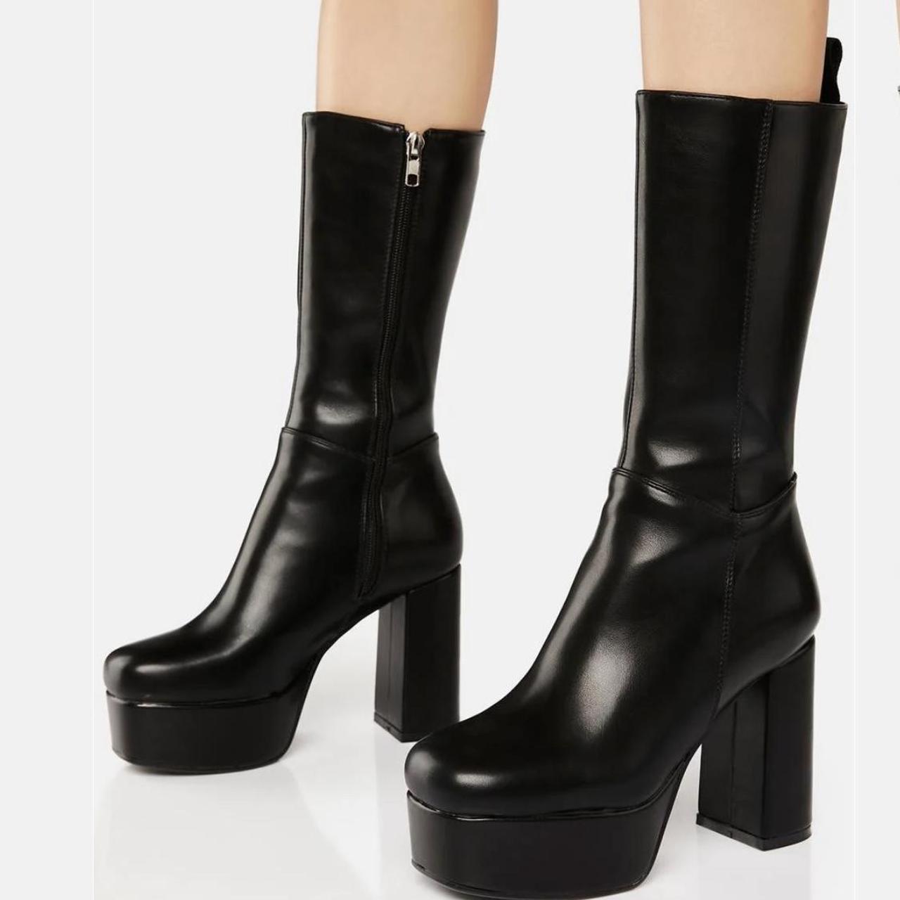 lamoda unforgiven high military calf boots in black