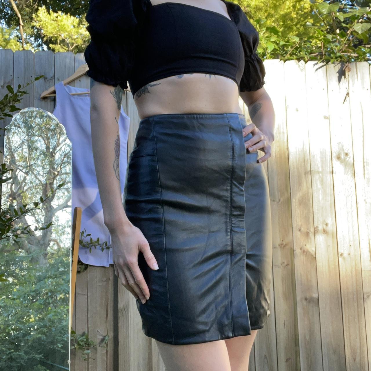 Black leather skirt outlet size 8