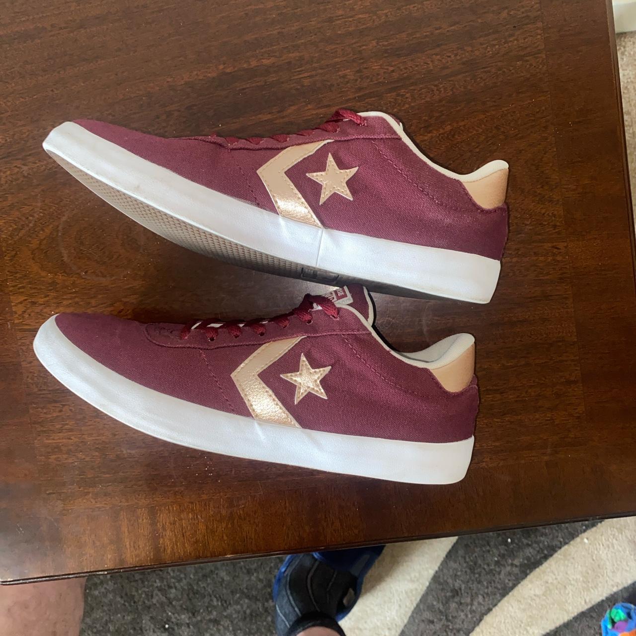 burgundy and gold converse