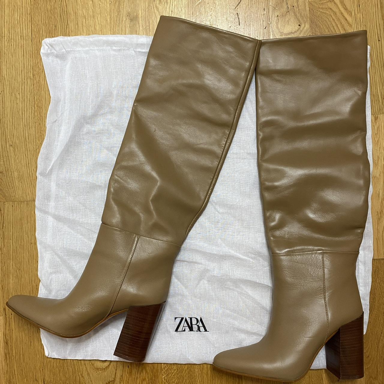 Zara beige leather boots hotsell