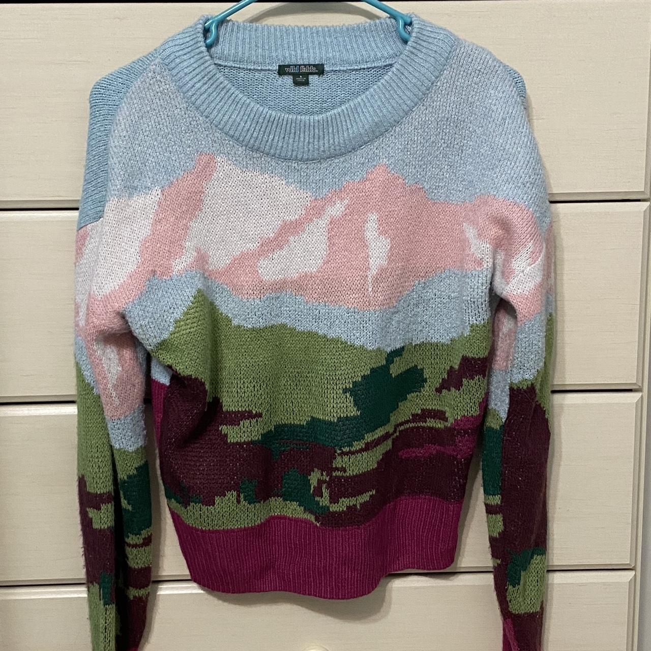 Wild fable sweater with a colorful mountain