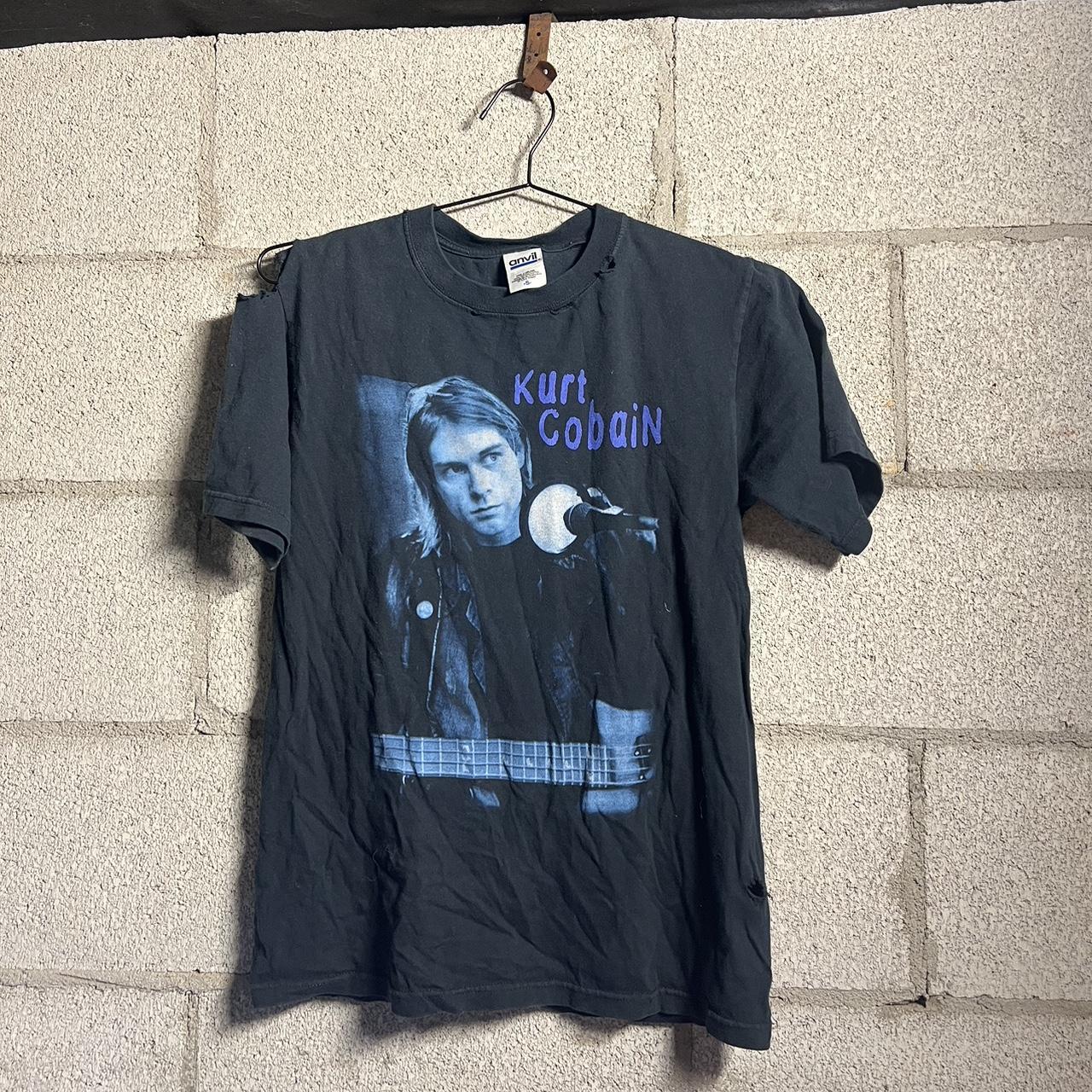 Vintage Y2K Anvil Kurt Cobain shirt Has a fat hole... - Depop