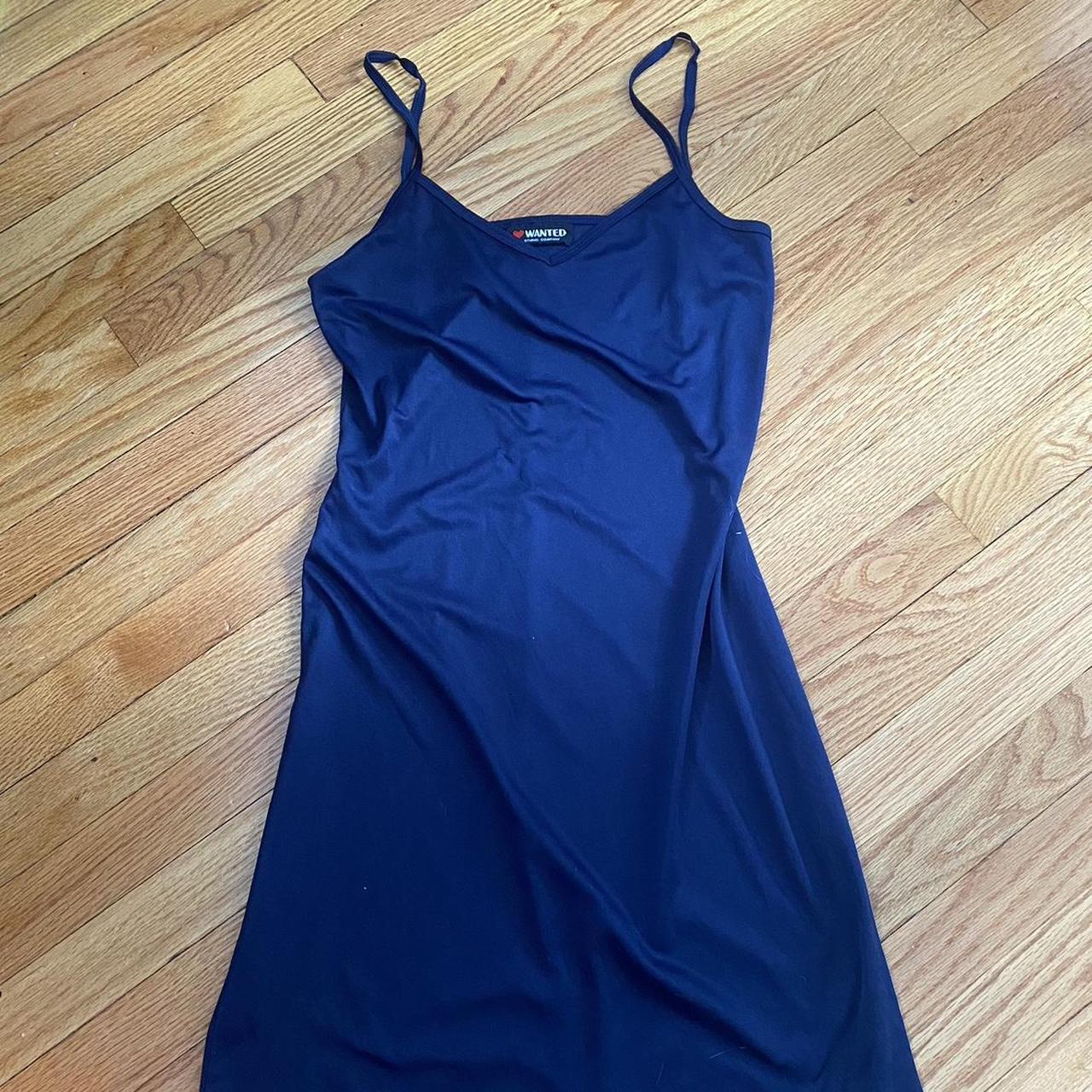 vintage ️ wanted (90s boutique in nyc) navy slip... - Depop