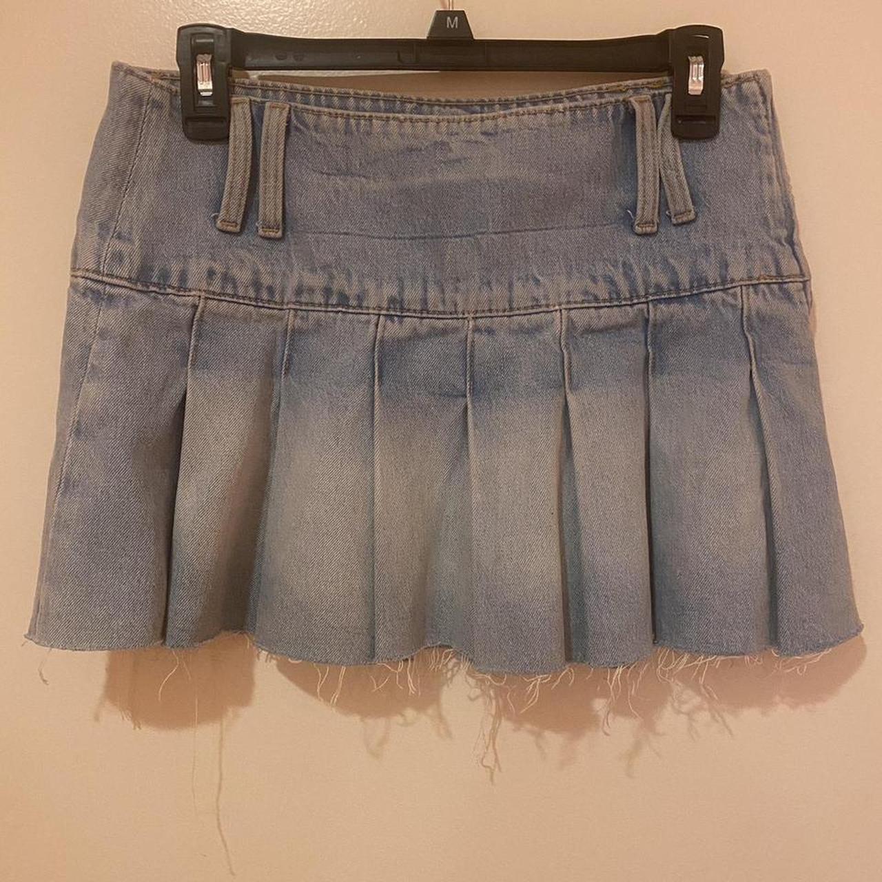 Zara mini pleated denim skirt in