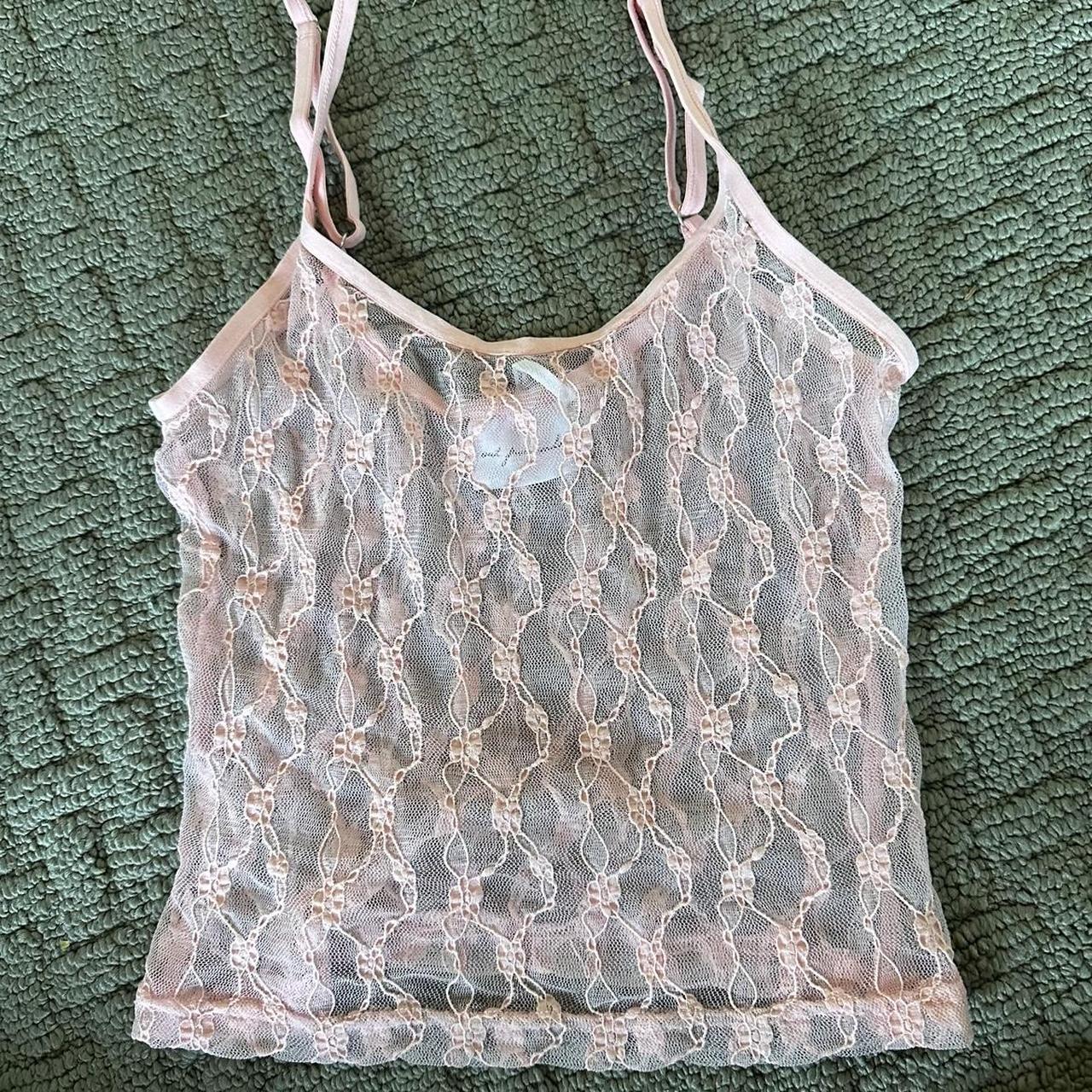 Urban Outfitters lace baby pink tank size... Depop