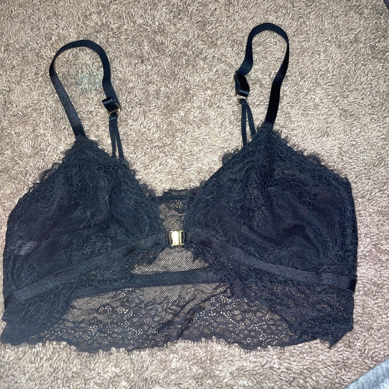 Auden Women's Black and Gold Bra | Depop