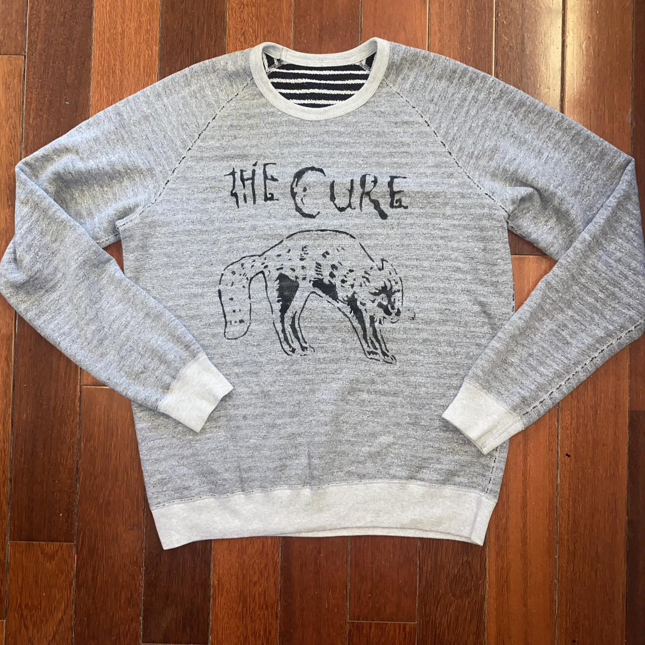 UPCYCLED THE CURE BAND SWEATSHIRT light gray sweater Depop