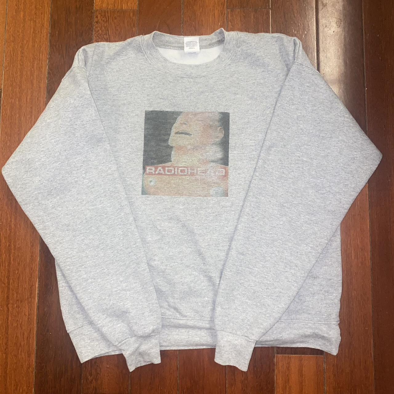 UPCYCLED HANDMADE RADIOHEAD BAND SWEATSHIRT Gray Depop