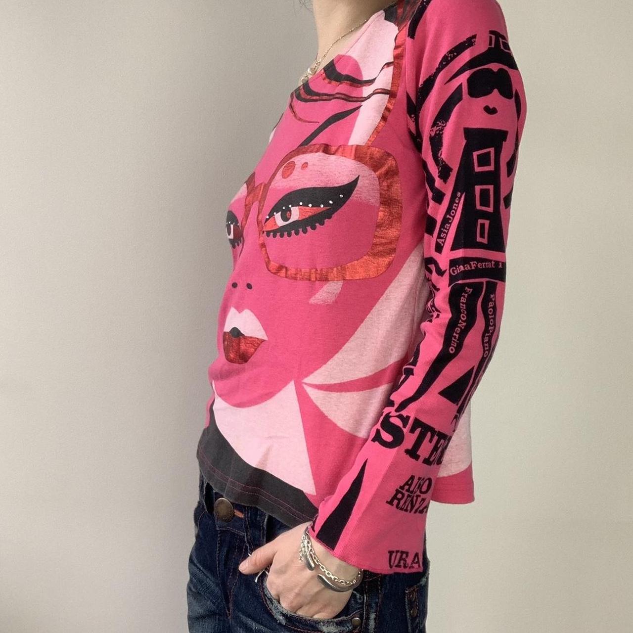 ✰ Y2K Custo Barcelona hot pink lady face double | Depop