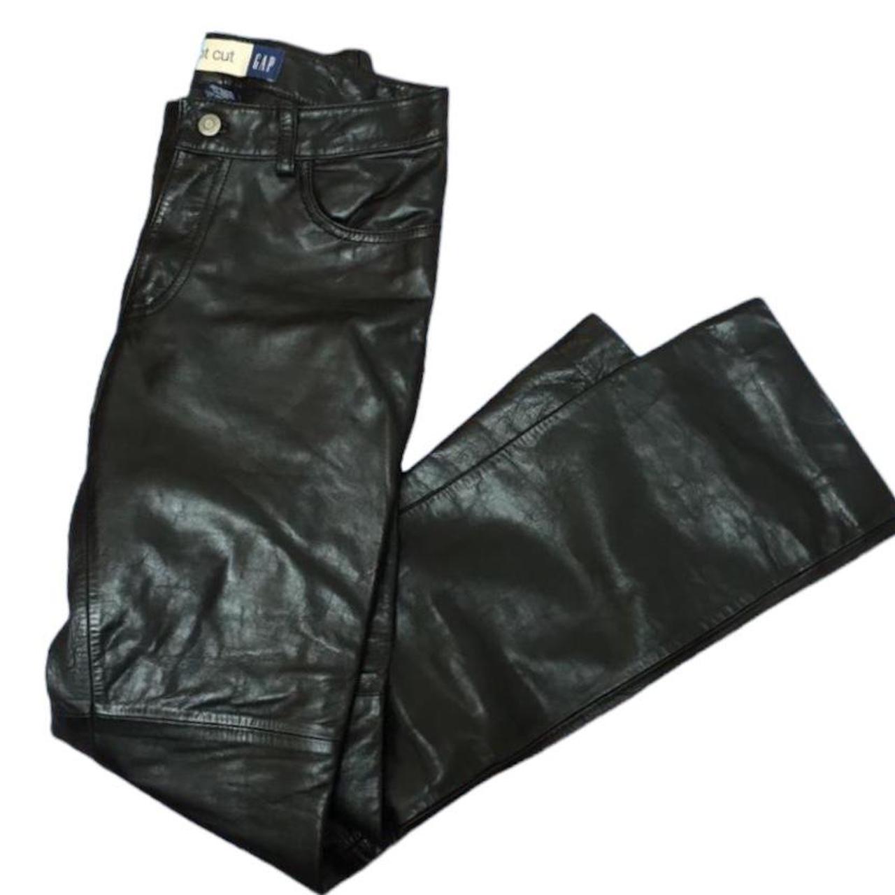 Black Gap leather pants Straight leg Size... - Depop