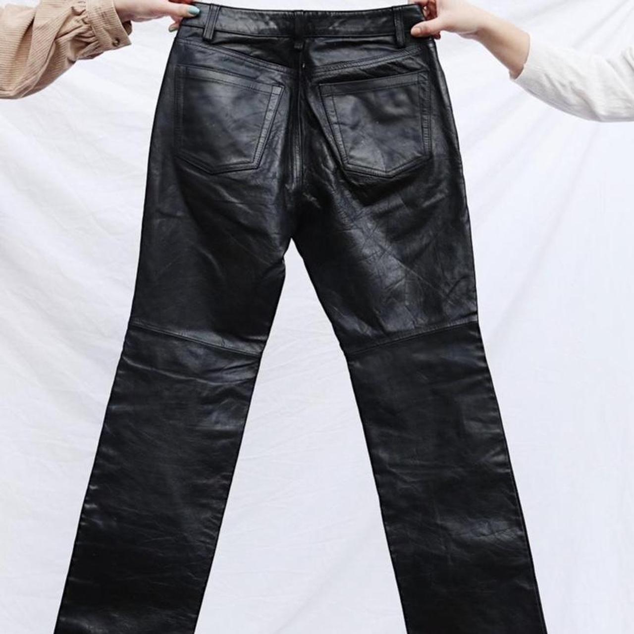 Black Gap leather pants Straight leg Size... - Depop