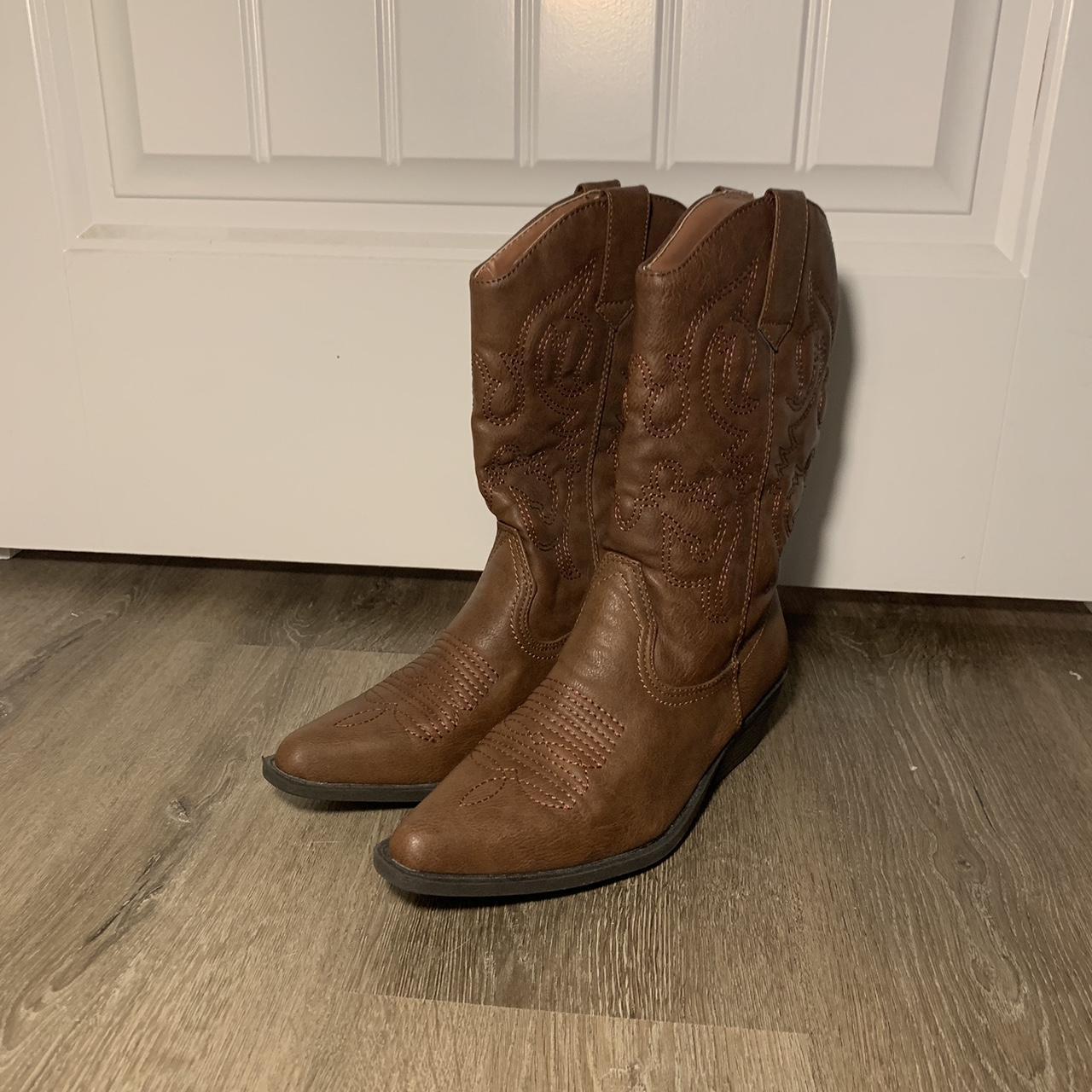 Mid calf faux leather cowgirl boots Amazing closest... - Depop