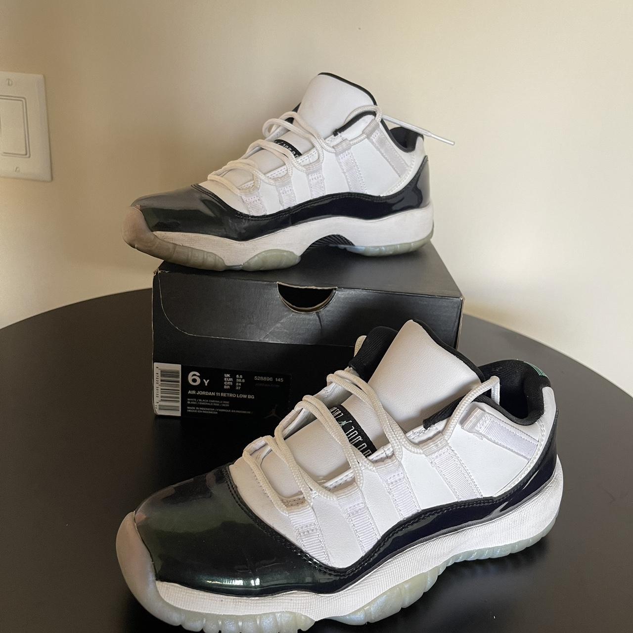 Emerald green air Jordan 11 retro low BG 6Y - Depop