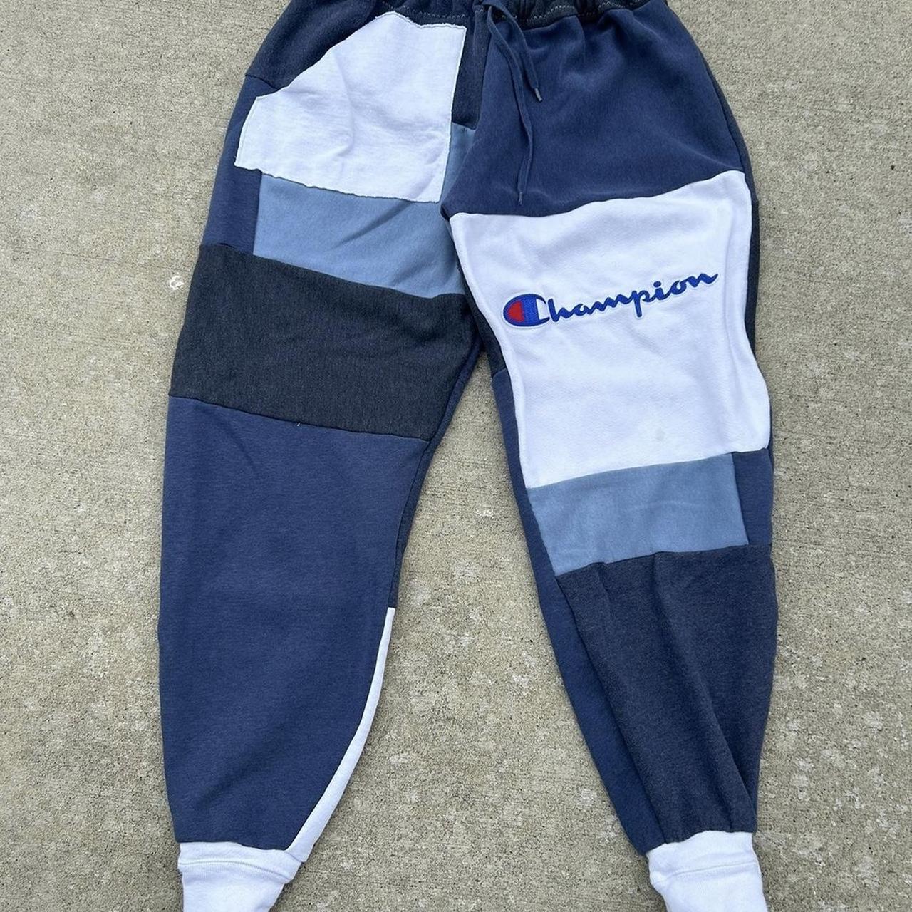 Custom Handmade Blue Champion Jogger Sweatpants... - Depop