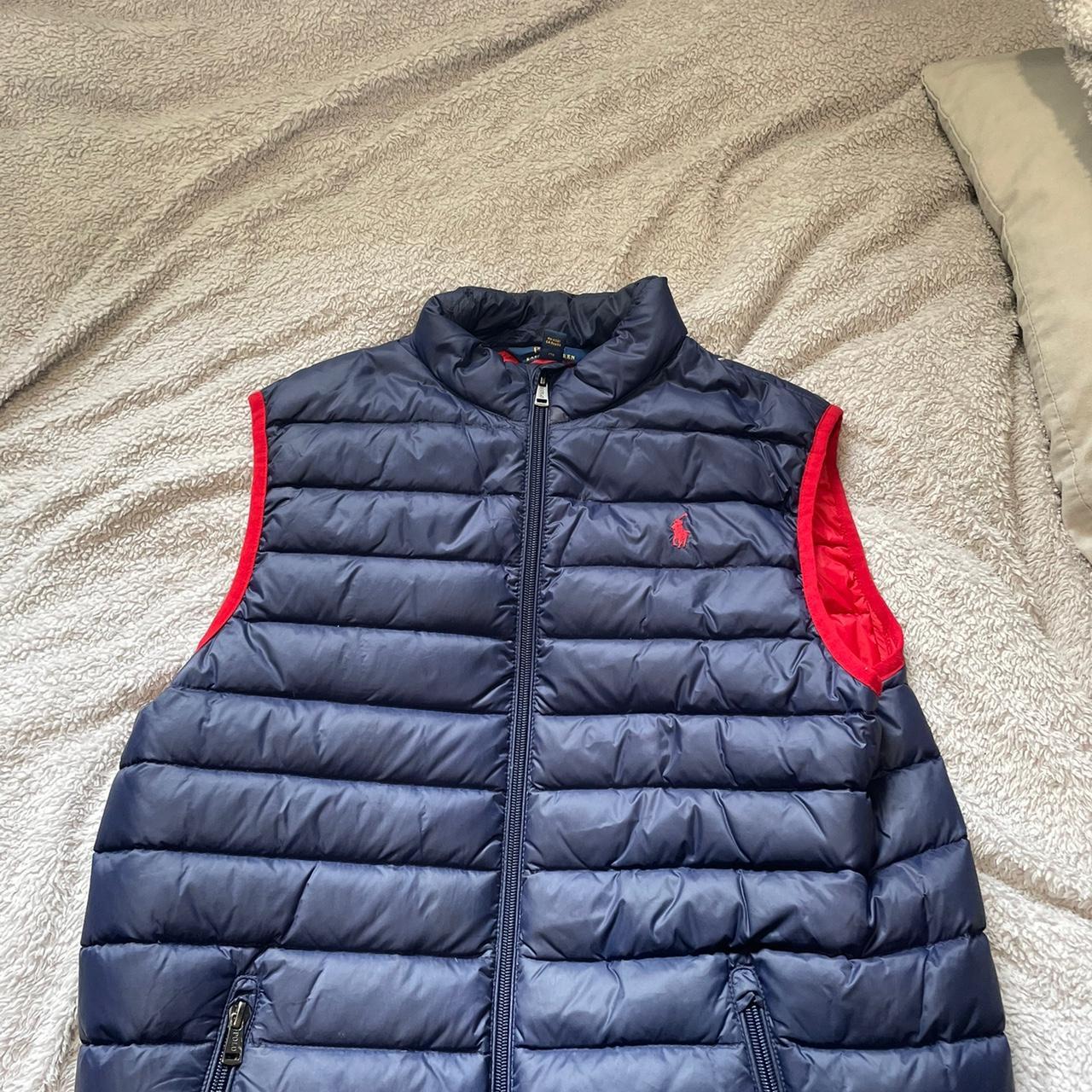 Polo Ralph Lauren Men's Blue and Red Gilet | Depop