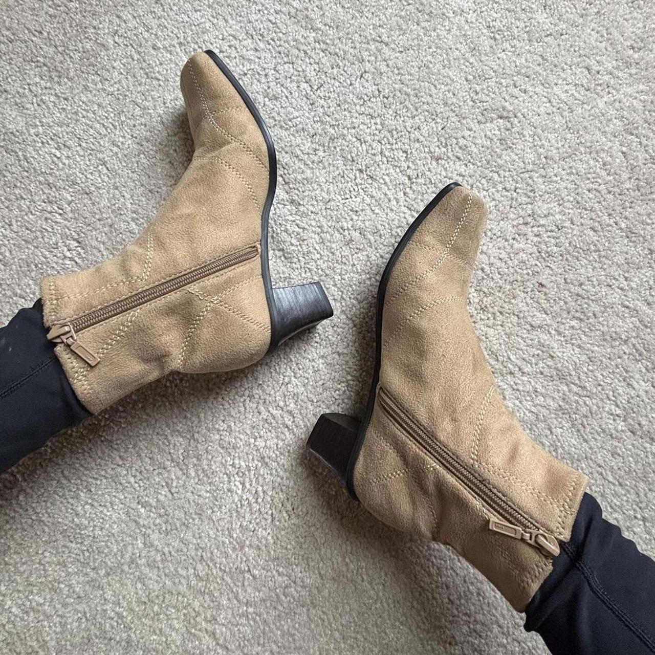 suede tan ankle boots with light contrast. Depop