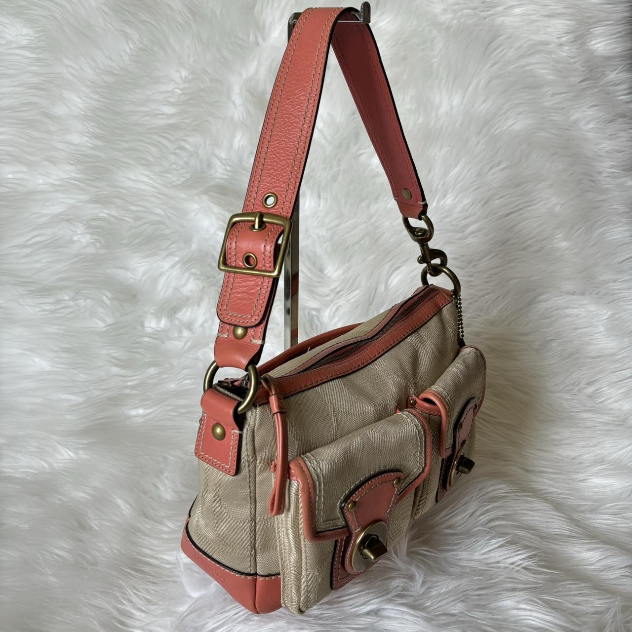 coach legacy shoulder bag in tan jacquard canvas | Depop