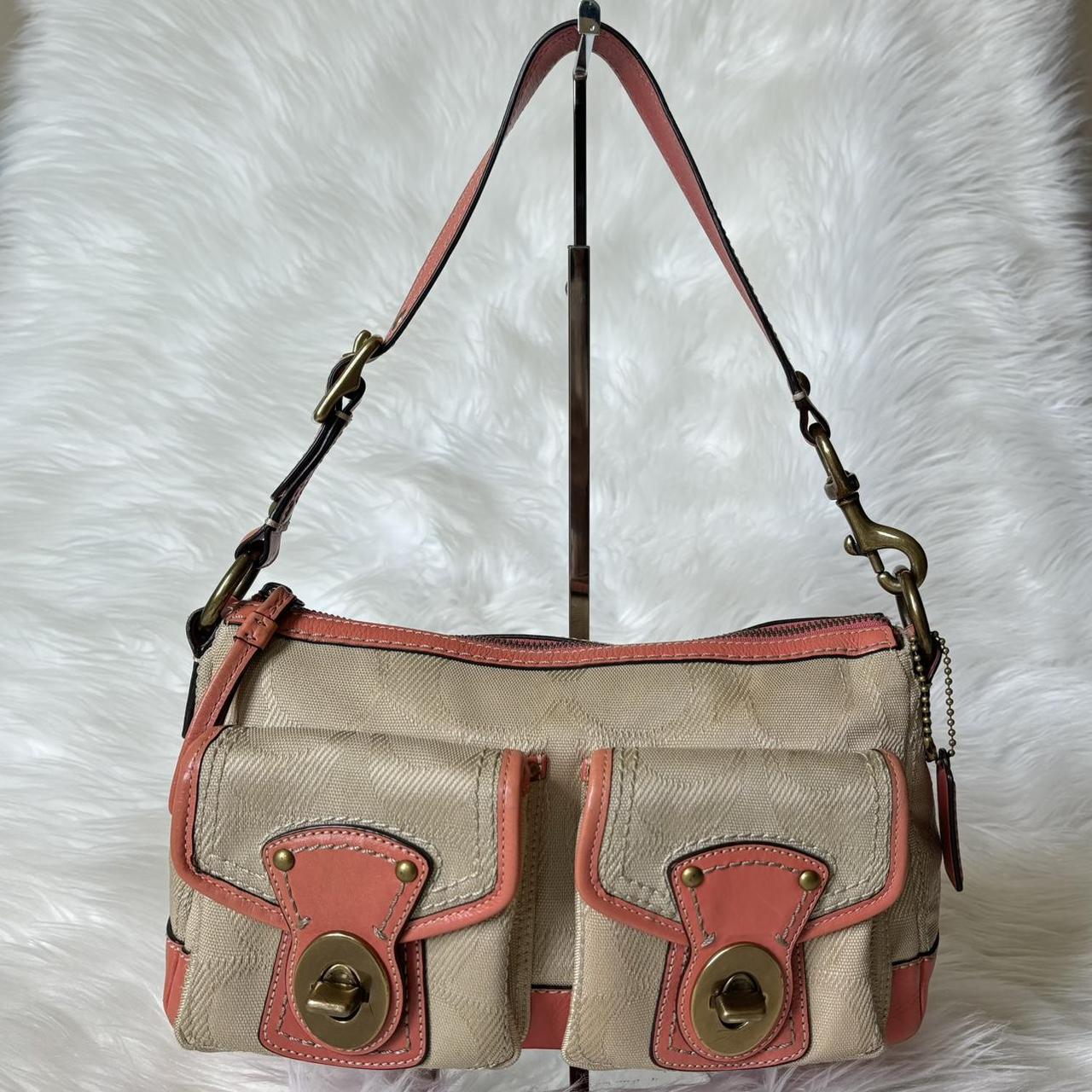 Pink/white/tan Coach Heritage hobo cheapest bag