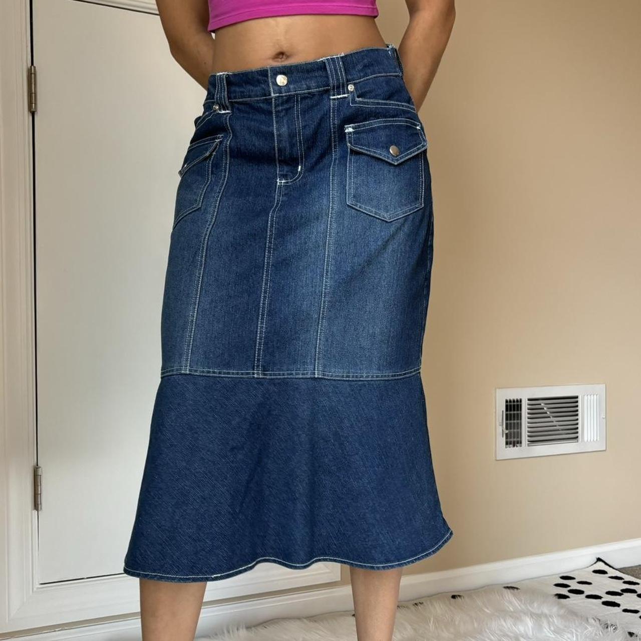 Midi Skirt Peplum Top With Jean Skirt Denim Midi Skirt With Peplum