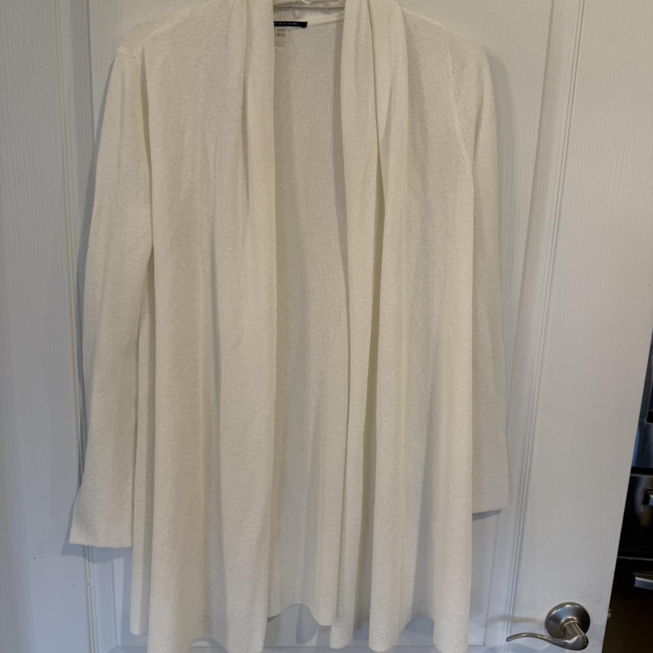 Women's Cardigan - Cream - XS – T Tahari women's off white Long open …